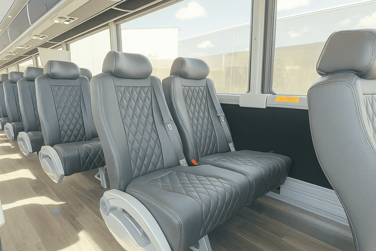 interior of Modesto Shuttle Bus Rentals charter bus